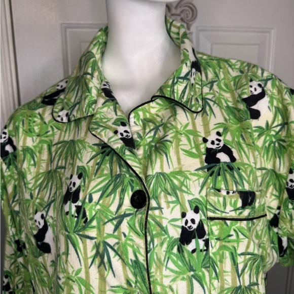 Frankie & Johnny Womens L Fleece Pajamas Night Gown Button Down Lounge. #122 - Picture 4 of 9